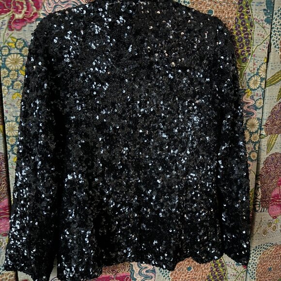 GRYPHON - Dark blue, silk, sequined jacket - Picture 4 of 15
